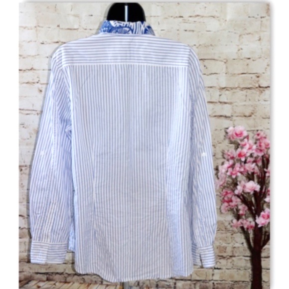 Finley Striped Button-Up Blouse Top - Picture 6 of 8